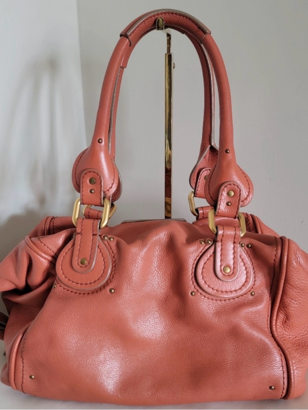 RARE Authentic Chloe Paddington coral Satchel bag with padlock - Picture 4 of 15